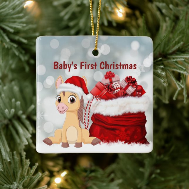Personalisiertes Niedliches Foal Baby's 1. Keramikornament (Baum)