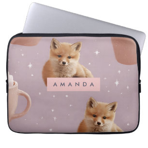 Personalisiertes Niedliches Fox- und Kakaomuster Laptopschutzhülle
