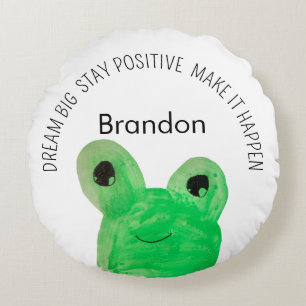 Personalisiertes Niedliches Frosch inspirierendes  Rundes Kissen