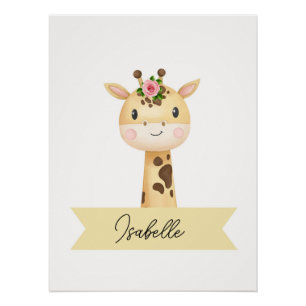 Personalisiertes niedliches Giraffe-Kinderzimmer Poster