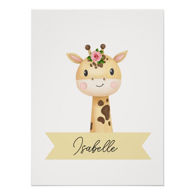 Personalisiertes niedliches Giraffe-Kinderzimmer Poster (Vorderseite)