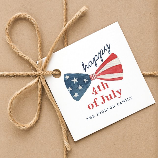Personalisiertes Niedliches Glück am 4. Juli Geschenkanhänger (Personalized Cute Happy 4th of July Favor Tags)