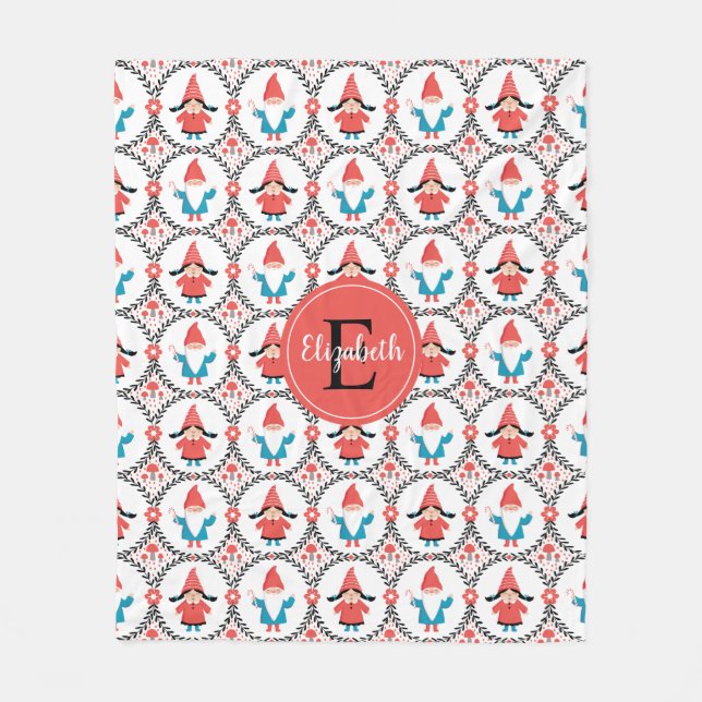 Personalisiertes Niedliches Gnome Weihnachtsgebäck Fleecedecke (Vorderseite)