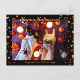 Personalisiertes Niedliches Halloween Orange Heart Postkarte