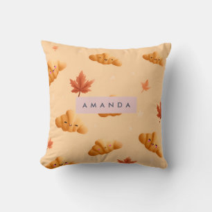 Personalisiertes Niedliches Herbst Croissant Café Kissen