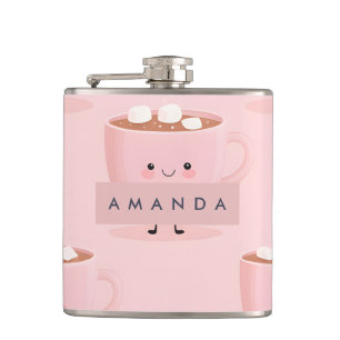 Personalisiertes Niedliches Kakao mit Marshmallows Flachmann