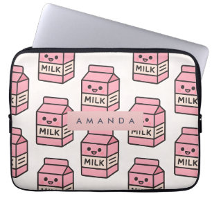 Personalisiertes Niedliches Kawaii Pink Milk Karto Laptopschutzhülle
