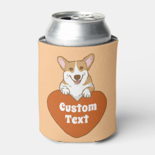 Personalisiertes Niedliches Lächeln Corgi mit Herz Dosenkühler