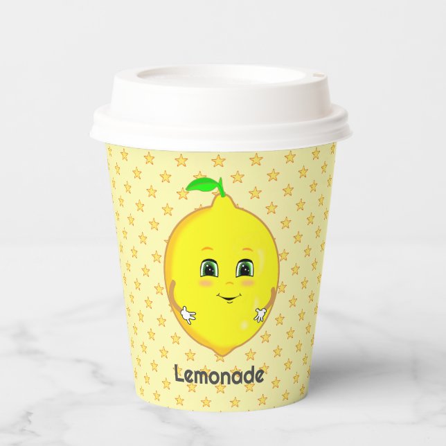 Personalisiertes Niedliches Lemon- und Star-Muster Pappbecher (Vorderseite)