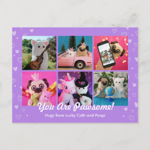 Personalisiertes Niedliches Lila Hearts Foto Stilv Postkarte