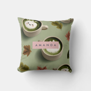 Personalisiertes Niedliches Matcha Latte-Muster Kissen