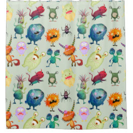 Personalisiertes Niedliches Monsterdesign für Boys Duschvorhang