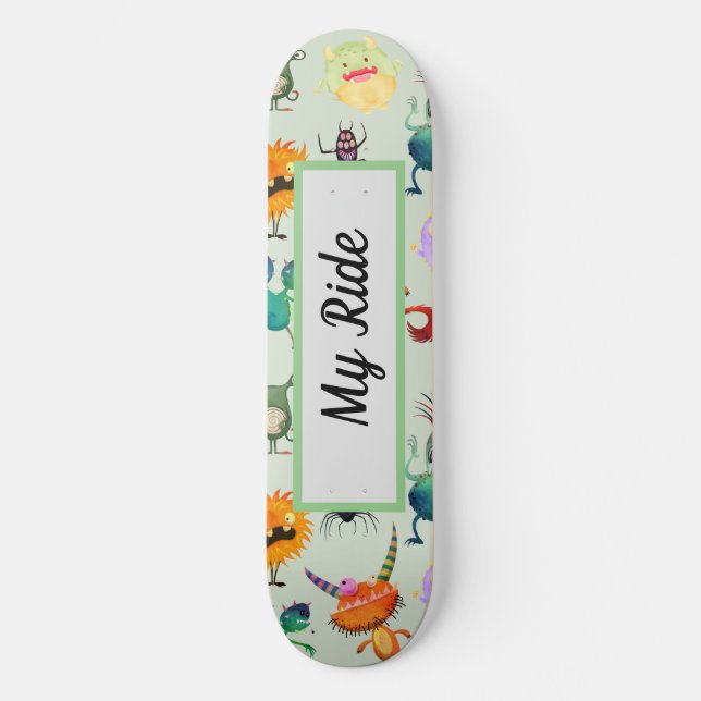 Personalisiertes Niedliches Monsterdesign für Jung Skateboard (Vorderseite)