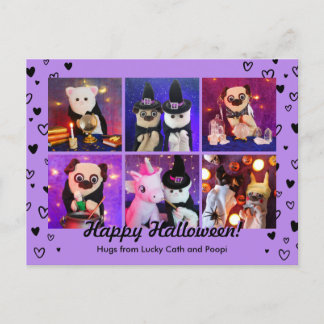 Personalisiertes Niedliches Orange Hearts Hallowee Postkarte