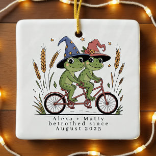 Personalisiertes Niedliches Paar Betroth Verlobt Keramikornament