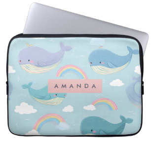 Personalisiertes Niedliches Pastelwal und Regenbog Laptopschutzhülle