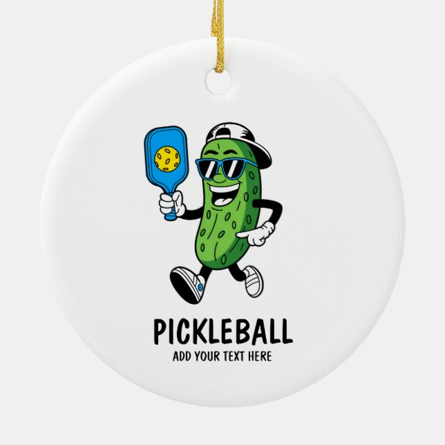 Personalisiertes Niedliches Picknick Pickleball Fu Keramik Ornament (Hinten)
