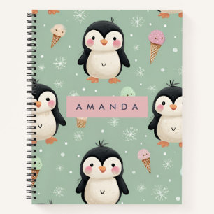 Personalisiertes Niedliches Pinguin & Ice Creme Mu Notizbuch