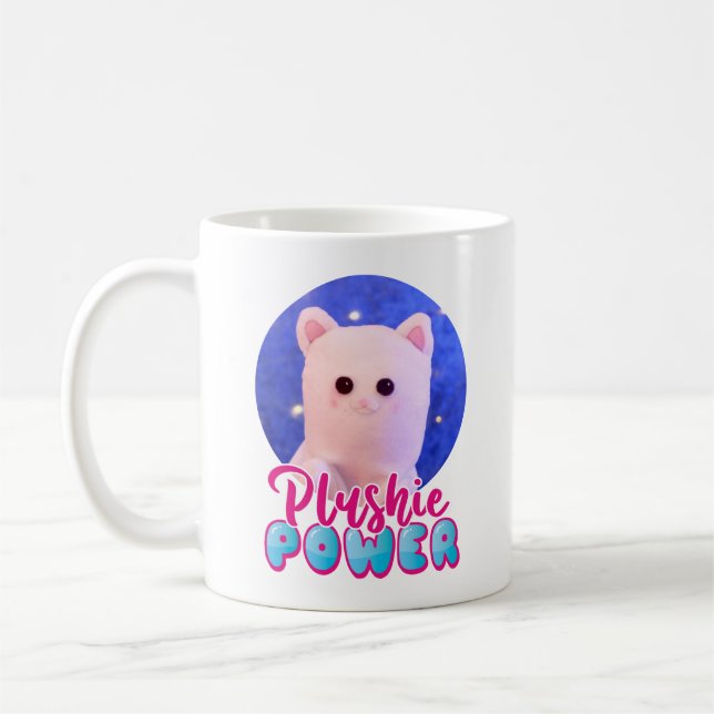 Personalisiertes Niedliches Pink Blue Plushie Powe Kaffeetasse (Links)