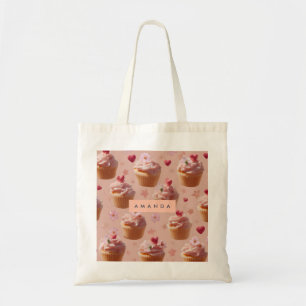 Personalisiertes Niedliches Pink Cupcake Muster Tragetasche