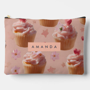 Personalisiertes Niedliches Pink Cupcake Muster Zubehörtasche