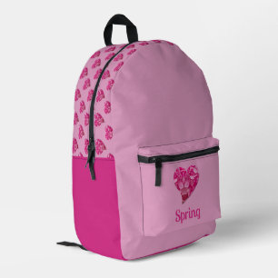 Personalisiertes Niedliches Pink Hydrangea Herzmus Bedruckter Rucksack