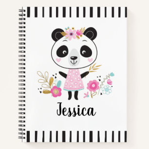 Personalisiertes Niedliches Pink Panda Notizbuch