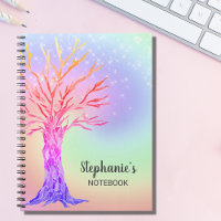 Personalisiertes Niedliches Rainbow-Tree-Notebook