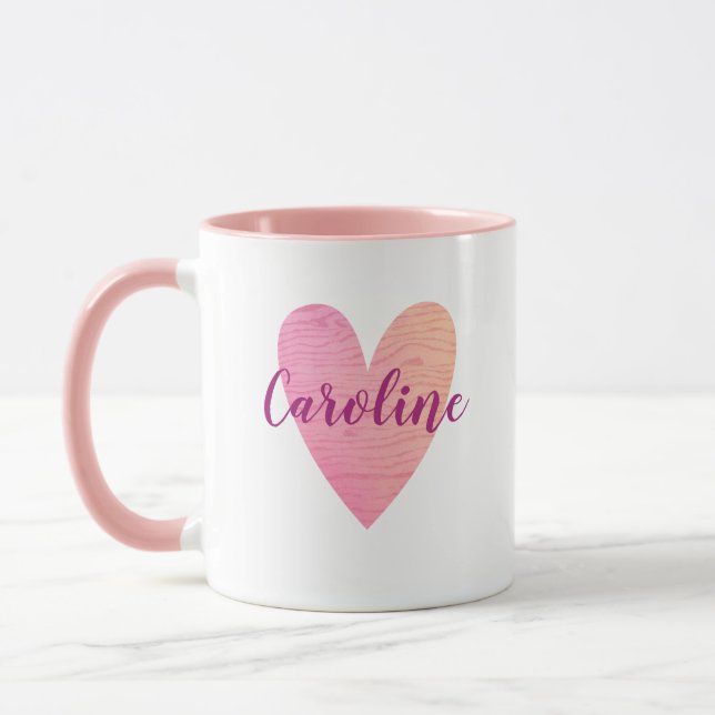 Personalisiertes Niedliches rosa Herz Tasse (Links)