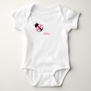 Personalisiertes Niedliches Rosa Ladybug Baby Strampler