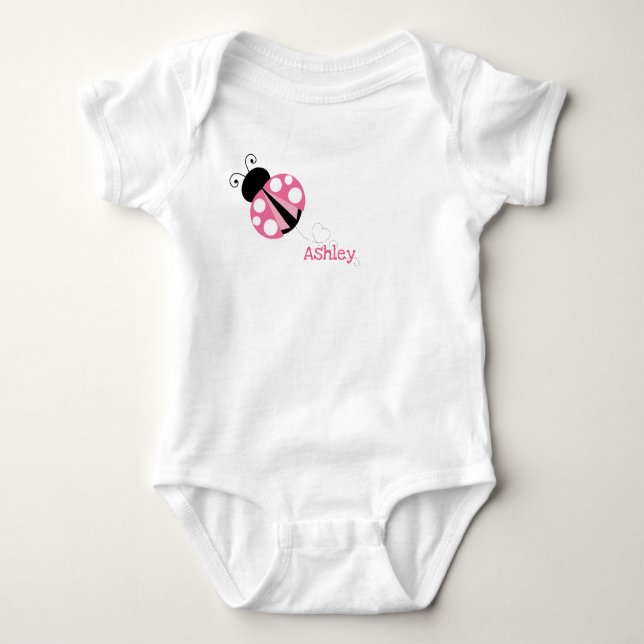 Personalisiertes Niedliches Rosa Ladybug Baby Strampler (Vorderseite)