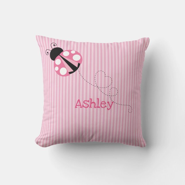 Personalisiertes Niedliches Rosa Ladybug Kissen (Vorderseite)