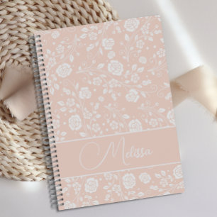 Personalisiertes Niedliches, rosafarbenes Blumenbl Notizbuch