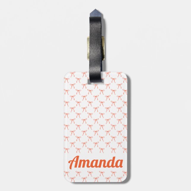 Personalisiertes Niedliches Rotes Coquette-Muster Gepäckanhänger (Rückseite vertikal)