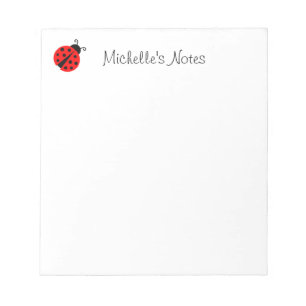 Personalisiertes niedliches rotes Ladybug-Design N Notizblock
