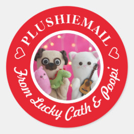 Personalisiertes Niedliches Rotes stylisches Foto  Runder Aufkleber