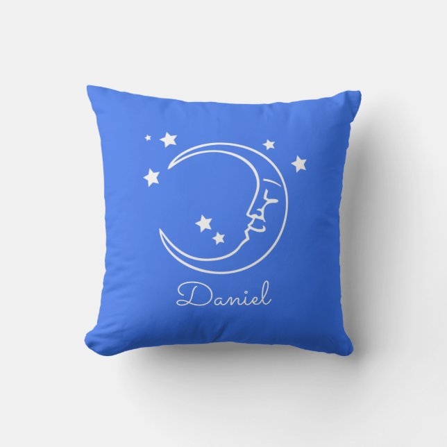 Personalisiertes Niedliches Royal Blue Moon Stars  Kissen (Vorderseite)