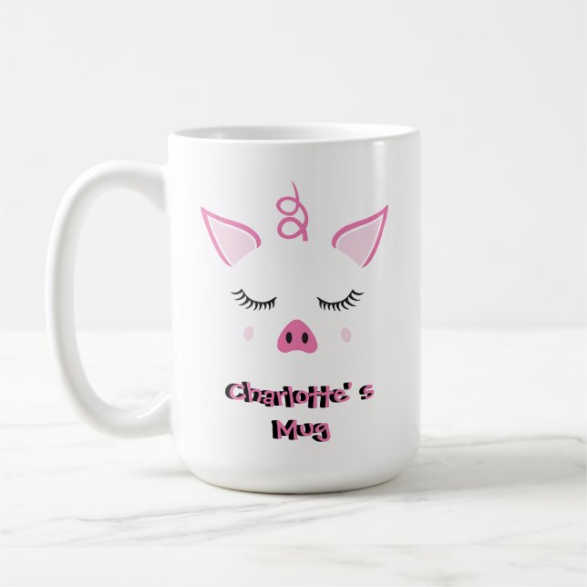 Personalisiertes Niedliches Schwein Kaffeetasse (Links)