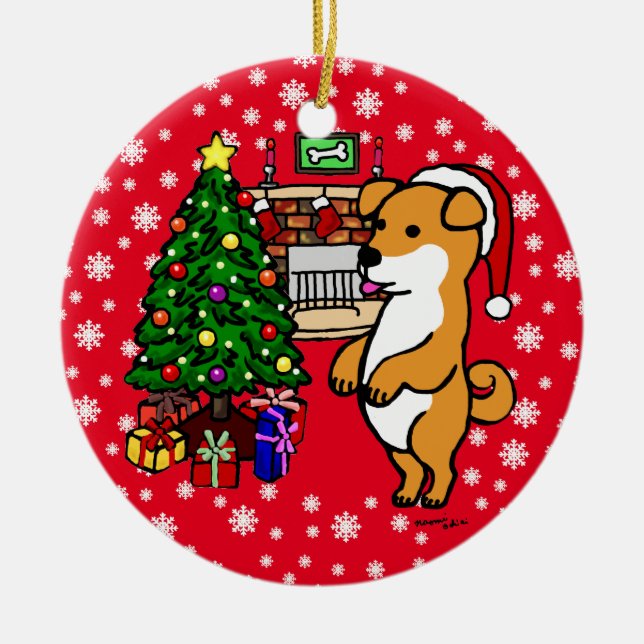 Personalisiertes niedliches Shiba Inu Keramik Ornament (Vorne)