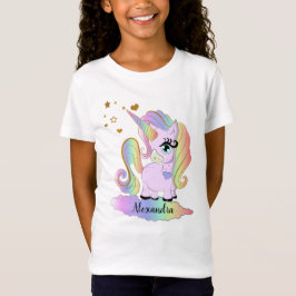 Personalisiertes niedliches Unicorn-Mädchen T-Shirt