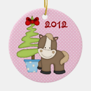 Personalisiertes Niedliches Weihnachtshorn Keramikornament