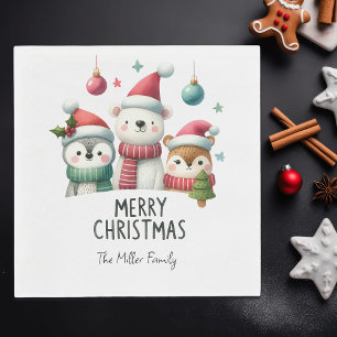 Personalisiertes Niedliches WeihnachtsParty Woodla Serviette