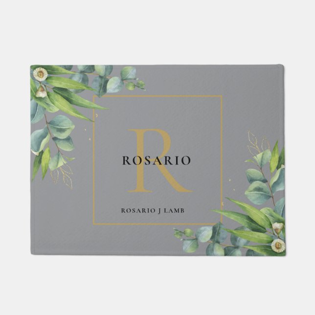 Personalisiertes Nimbus-Grau-Monogramm Fußmatte (Vorderseite)