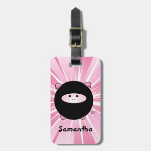 Personalisiertes Ninja Schwein auf Rosa Gepäckanhänger