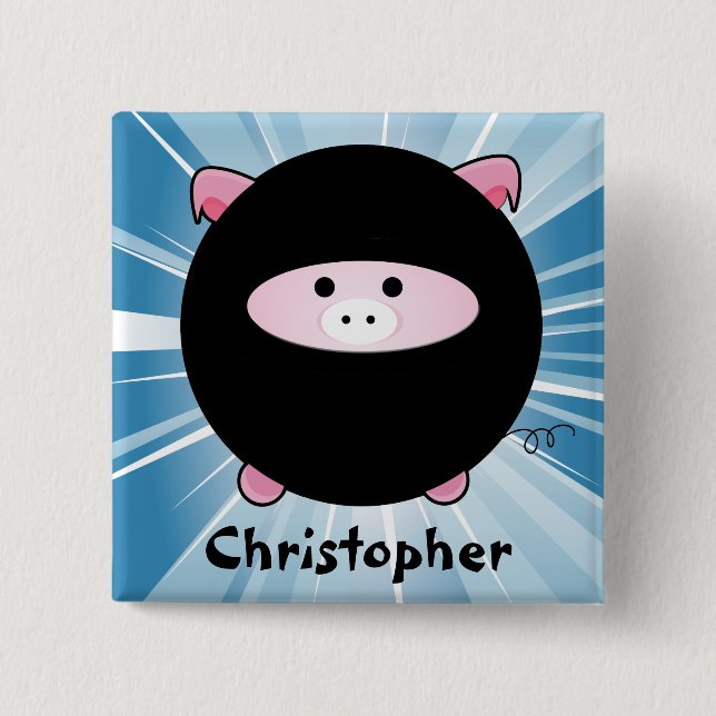 Personalisiertes Ninja-Schwein Button (Vorderseite)