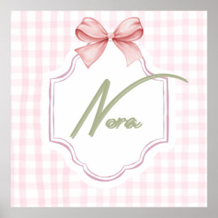 Personalisiertes Nora Baby Mädchen Nursery Schleif Poster