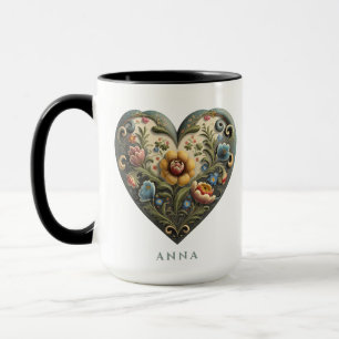 Personalisiertes Norwegisches Rosmarin Kunst Herz  Tasse
