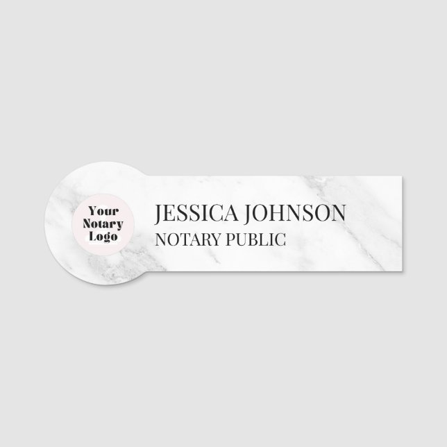 Personalisiertes Notarlogo aus weißem und grauem M Namensschild (Vorderseite)