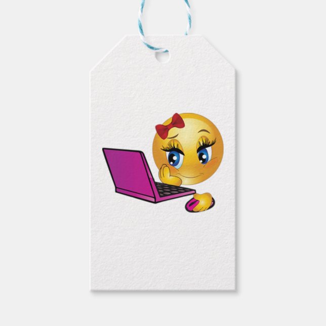 Personalisiertes Notebook-Emoji-Mädchen Geschenkanhänger (Vorderseite)