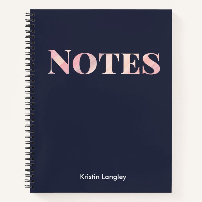 Personalisiertes Notebook für Navy Blue und Blush  Notizbuch (Vorderseite)